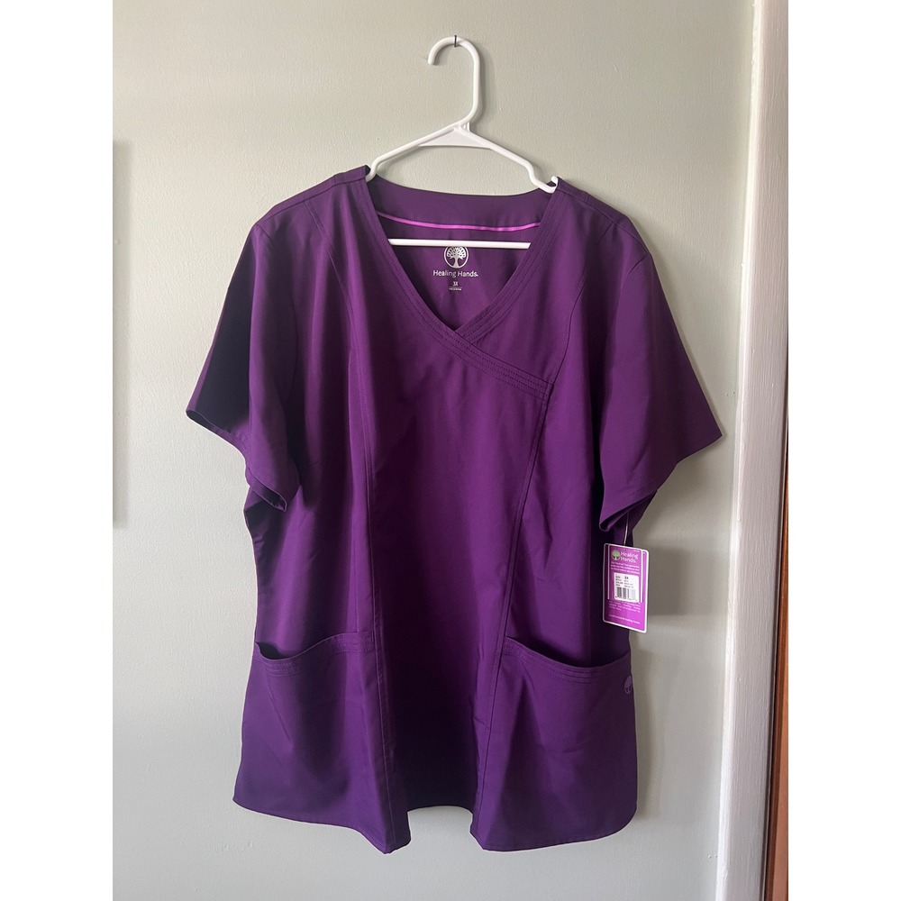 Healing Hands Purple Label Scrub Top‎ Healthcare Eggplant Purple Women Size 3X